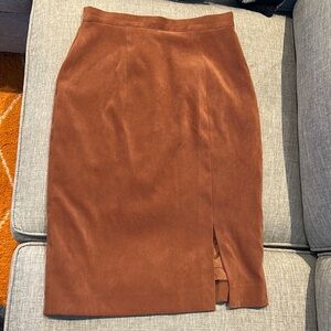 Brown suede pencil skirt